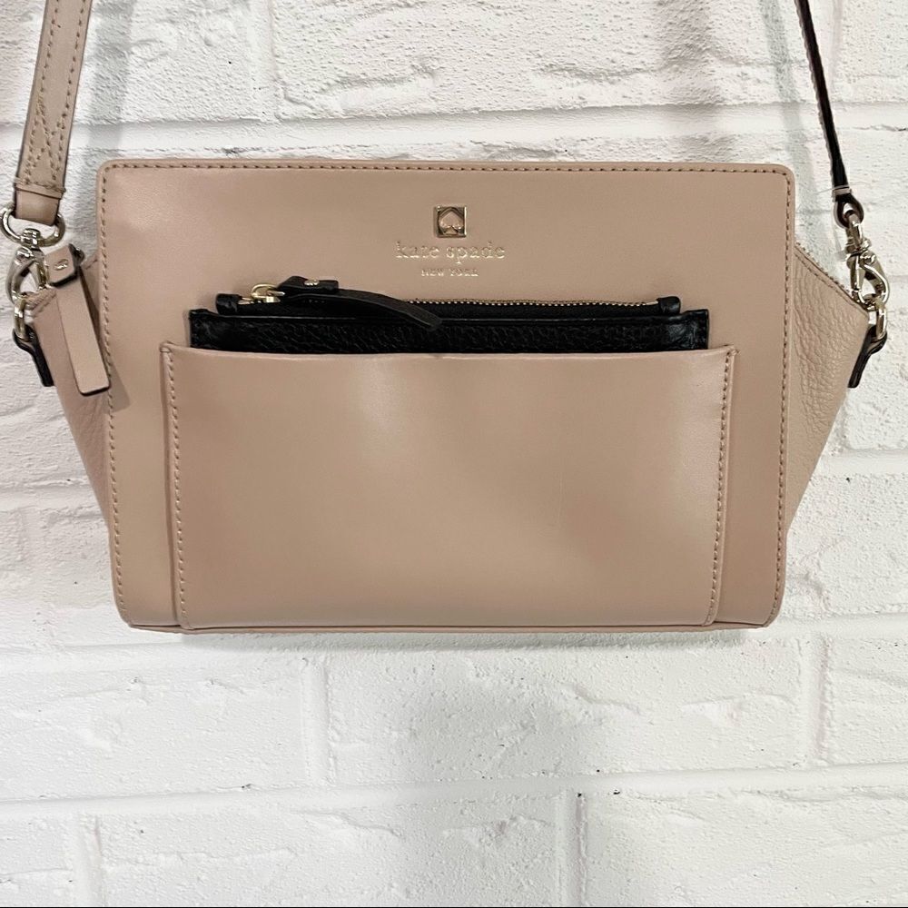 NWOT Kate Spade Adelia Beige Satchel Cowhide Crossbody - Picture 2 of 10
